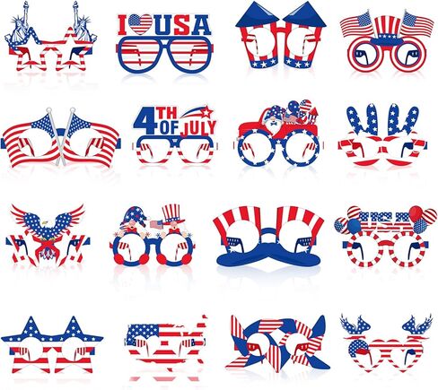 Liliful 32 Pcs Fourth of July Paper Glasses Decorations Bulk American Flag Eyeglasses Patriotic Party Costume Photo Booth Props for Independence Day Souvenir 4th of July Usa Flag Party Favors Supplies in Saudi Arabia