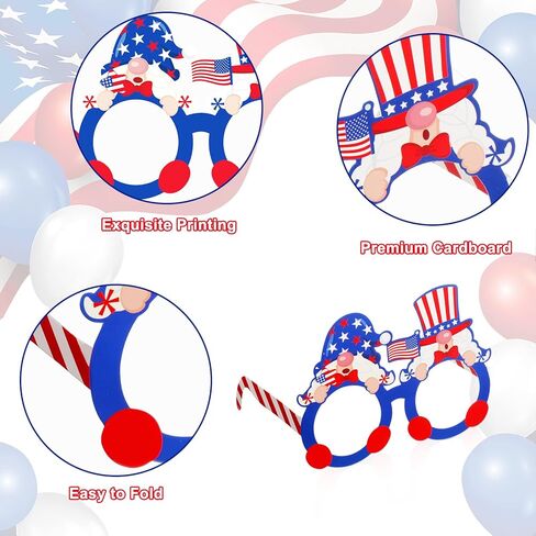 Liliful 32 Pcs Fourth of July Paper Glasses Decorations Bulk American Flag Eyeglasses Patriotic Party Costume Photo Booth Props for Independence Day Souvenir 4th of July Usa Flag Party Favors Supplies in Saudi Arabia