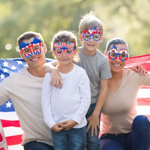 Liliful 32 Pcs Fourth of July Paper Glasses Decorations Bulk American Flag Eyeglasses Patriotic Party Costume Photo Booth Props for Independence Day Souvenir 4th of July Usa Flag Party Favors Supplies in Saudi Arabia
