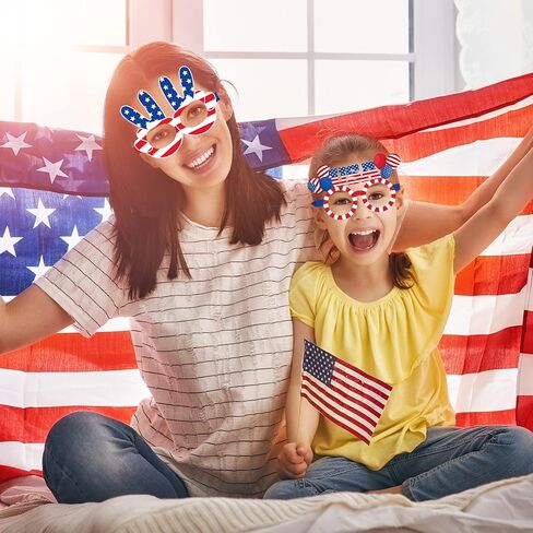 Liliful 32 Pcs Fourth of July Paper Glasses Decorations Bulk American Flag Eyeglasses Patriotic Party Costume Photo Booth Props for Independence Day Souvenir 4th of July Usa Flag Party Favors Supplies in Saudi Arabia
