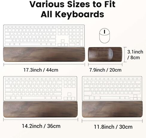 Wooden TKL Wrist Rest for Computer Keyboard, Walnut Wood Ergonomic Wrist Support Pad, Anti-Slip Mechanical Keyboard Palm Arm Hand Rest for Wrists Pain Home Office Gaming Typing (14.2in) in Saudi Arabia