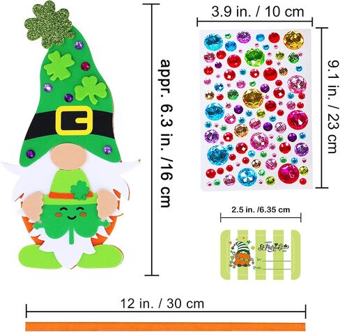 Winlyn 24 مجموعة من زخارف عيد القديس باتريك جنوم شامروك الحلي DIY St. Pat's Craft Kits متنوعة محظوظ أربع أوراق البرسيم الأيرلندية شامروك ملصقات رغوة للأطفال الفصول الدراسية النشاط المنزلي مشروع فني in Saudi Arabia