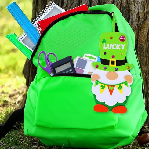 Winlyn 24 مجموعة من زخارف عيد القديس باتريك جنوم شامروك الحلي DIY St. Pat's Craft Kits متنوعة محظوظ أربع أوراق البرسيم الأيرلندية شامروك ملصقات رغوة للأطفال الفصول الدراسية النشاط المنزلي مشروع فني in Saudi Arabia