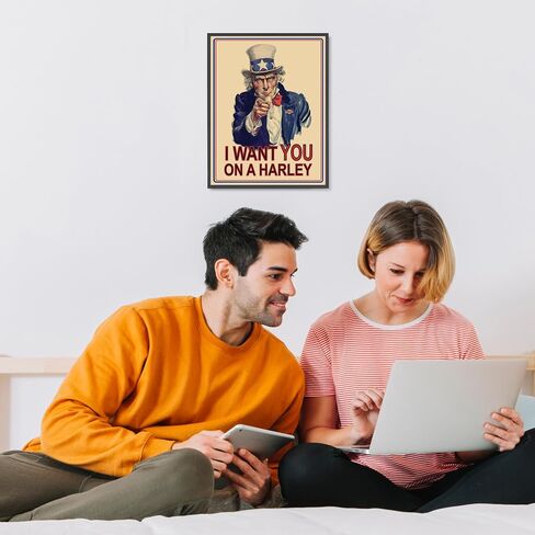 العم سام - أريدك على هارلي - لوحة فنية جدارية باقتباسات مضحكة، طباعة فنية جدارية لصورة هارلي ديفيدسون لديكور المنزل، وديكور غرفة النوم، وديكور غرفة المعيشة وديكور المكتب، وأشياء رائعة لسائقي الدراجات. غير مؤطرة - 8x10 in Saudi Arabia
