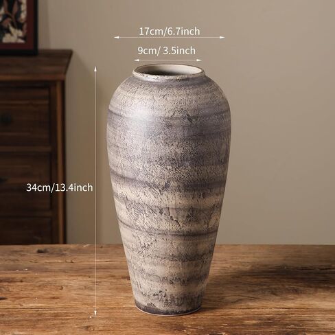Rustic Ceramic Flower Vase,Large Vintage Floor Vase,Pottery Vase,Tall Vase,Terracotta Vase for Flowers for Living Room Entryway Table Centerpieces,Wedding, Gifts. in Saudi Arabia