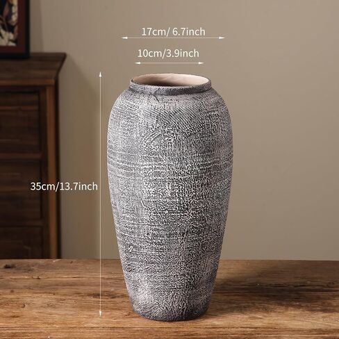 Rustic Ceramic Flower Vase,Large Vintage Floor Vase,Pottery Vase,Tall Vase,Terracotta Vase for Flowers for Living Room Entryway Table Centerpieces,Wedding, Gifts. in Saudi Arabia
