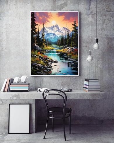 5D Diamond Painting Kits for Adults Beginners,Mountain Sunset Diamond Art Kit,DIY Full Round Drill Diamond Dot Gem Art Kits for Adults,Home Wall Decor 11.8x15.7 Inch in Saudi Arabia