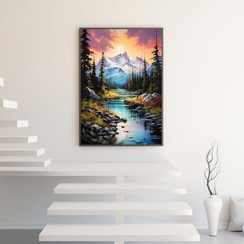 5D Diamond Painting Kits for Adults Beginners,Mountain Sunset Diamond Art Kit,DIY Full Round Drill Diamond Dot Gem Art Kits for Adults,Home Wall Decor 11.8x15.7 Inch in Saudi Arabia