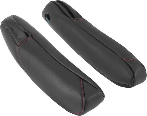 X AUTOHAUX Pair Microfiber Leather Car Front Seat Armrest Cover Replacement Black with Red Line for Honda CRV 2010-2011 in Saudi Arabia