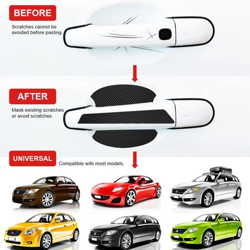 15 PCS Car Scratch Protectors Universal Carbon Fiber Car Door Handle Cup Protector and Car Door Entry Guard Sill Protector for Avoiding Car Scratches (Black) in Saudi Arabia