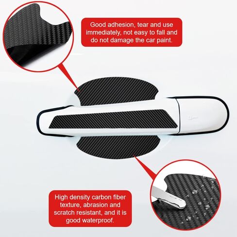 15 PCS Car Scratch Protectors Universal Carbon Fiber Car Door Handle Cup Protector and Car Door Entry Guard Sill Protector for Avoiding Car Scratches (Black) in Saudi Arabia