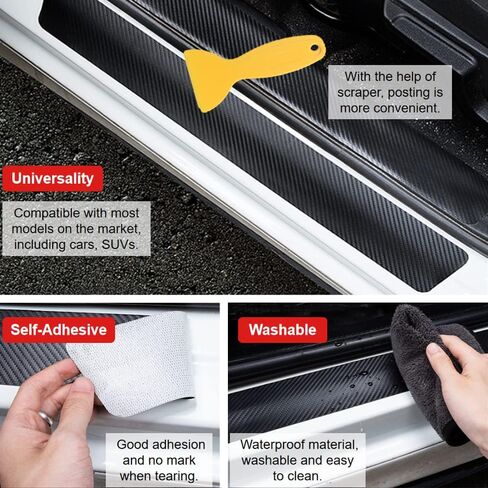 15 PCS Car Scratch Protectors Universal Carbon Fiber Car Door Handle Cup Protector and Car Door Entry Guard Sill Protector for Avoiding Car Scratches (Black) in Saudi Arabia