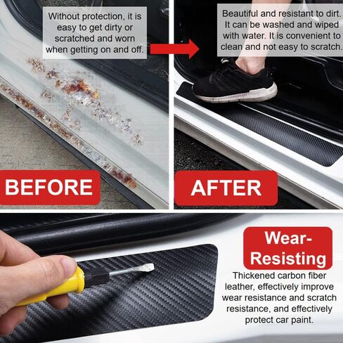 15 PCS Car Scratch Protectors Universal Carbon Fiber Car Door Handle Cup Protector and Car Door Entry Guard Sill Protector for Avoiding Car Scratches (Black) in Saudi Arabia