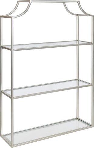 Kate and Laurel Ciel Glam 3-Tier Scalloped Wall Shelf, 20 x 30, Silver, Modern Shelving with Glass Tiers in Saudi Arabia