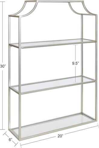 Kate and Laurel Ciel Glam 3-Tier Scalloped Wall Shelf, 20 x 30, Silver, Modern Shelving with Glass Tiers in Saudi Arabia