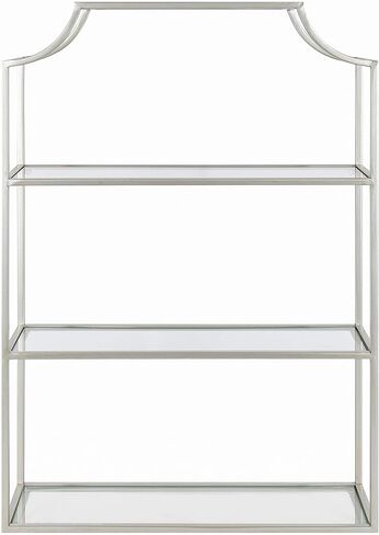 Kate and Laurel Ciel Glam 3-Tier Scalloped Wall Shelf, 20 x 30, Silver, Modern Shelving with Glass Tiers in Saudi Arabia