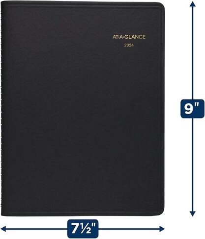 AT-A-GLANCE 2024 Weekly Planner, Hourly Appointment Book, 7" x 8-3/4", Medium, Black (708650524) in Saudi Arabia