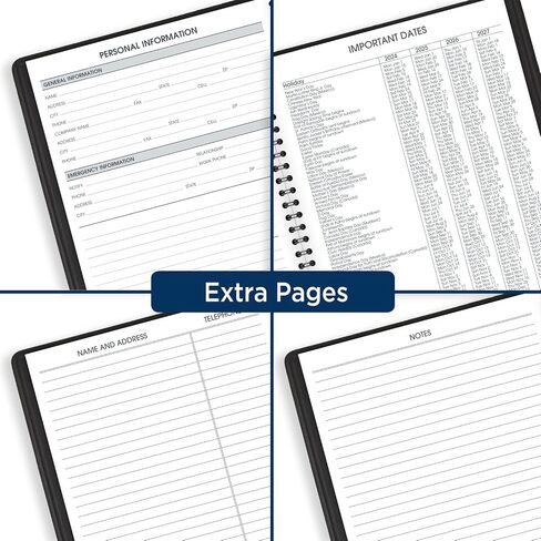 AT-A-GLANCE 2024 Weekly Planner, Hourly Appointment Book, 7" x 8-3/4", Medium, Black (708650524) in Saudi Arabia