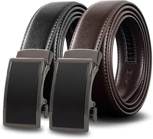 أحزمة رجالية من الجلد بحزام سقاطة، 2 حزمة، حزام منزلق قابل للتعديل مقاس 1 3/8 بوصة للرجال in Kuwait