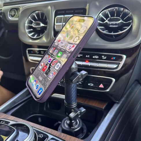 Bulletpoint Adjustable Universal Cup Holder Phone Mount for Car with Carbon Fiber Kevlar Arm Compatible with iPhone Samsung Google Smartphones (MagSafe Phone Holder) in Kuwait
