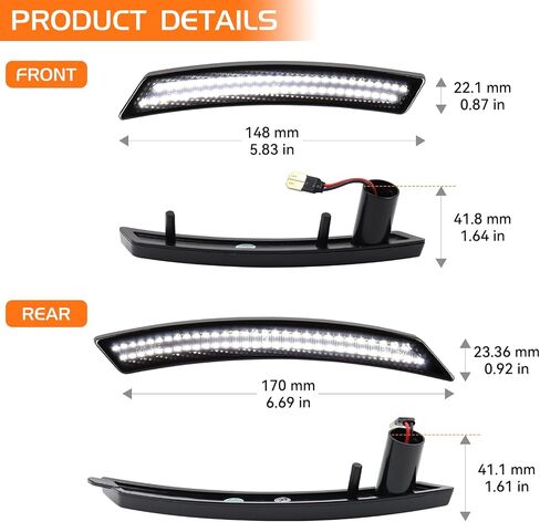 طقم إضاءة LED للعدسة المدخنة لعلامة MINI Cooper R55 R56 R57 R58 R59 R60 R61، عاكسات ضوء المصد الأمامي الخلفي باللون الأحمر الكهرماني مع رقائق صف مزدوج in Kuwait
