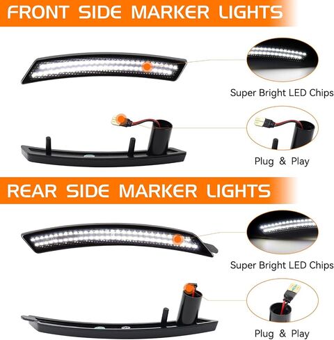 طقم إضاءة LED للعدسة المدخنة لعلامة MINI Cooper R55 R56 R57 R58 R59 R60 R61، عاكسات ضوء المصد الأمامي الخلفي باللون الأحمر الكهرماني مع رقائق صف مزدوج in Kuwait