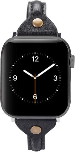 Wearlizer Thin Leather Compatible with Apple Watch Bands 38mm 40mm 41mm for iWatch SE Slim Strap Womens Mens Wristbands Leisure Narrow Tan Bracelet (Metal Silver Buckle) Series 9 8 7 6 5 4 3 2 1 in Saudi Arabia