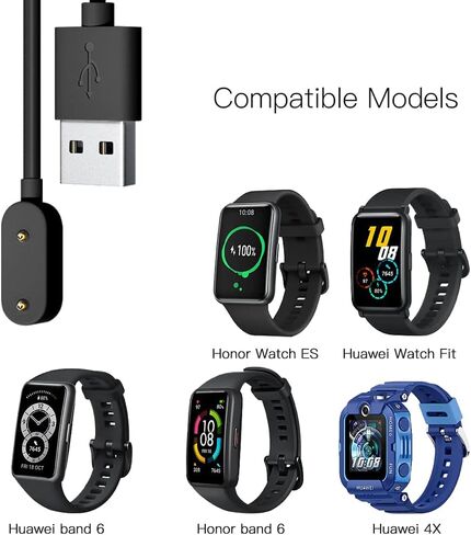 قطعتان متوافقتان مع Huawei Watch Fit Mini، Huawei Band 6، Huawei 4X، Honor Watch ES، Honor Band 6 كابل شاحن - كابل شحن USB مغناطيسي بديل للساعة الذكية in Saudi Arabia