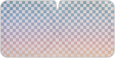 BDK Checker Gradient Car Window Sun Shade Auto Shade Auto لواقي الزجاج الأمامي، كتلة الأشعة فوق البنفسجية تعكس الحرارة للحفاظ على سيارتك SUV شاحنة باردة جامبو 64 بوصة × 32 بوصة in Saudi Arabia
