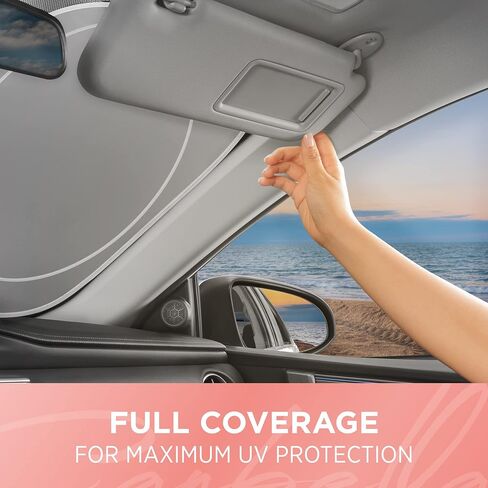 BDK Checker Gradient Car Window Sun Shade Auto Shade Auto لواقي الزجاج الأمامي، كتلة الأشعة فوق البنفسجية تعكس الحرارة للحفاظ على سيارتك SUV شاحنة باردة جامبو 64 بوصة × 32 بوصة in Saudi Arabia