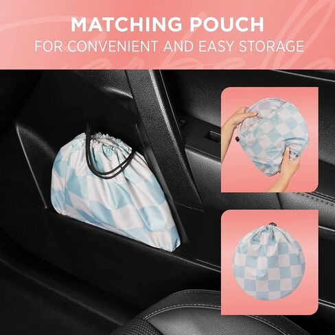 BDK Checker Gradient Car Window Sun Shade Auto Shade Auto لواقي الزجاج الأمامي، كتلة الأشعة فوق البنفسجية تعكس الحرارة للحفاظ على سيارتك SUV شاحنة باردة جامبو 64 بوصة × 32 بوصة in Saudi Arabia