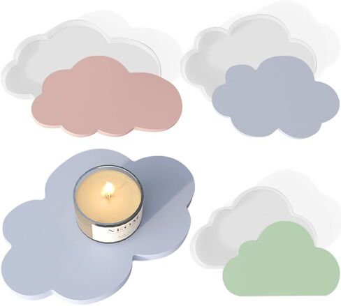 3 قطع حامل شموع قوالب راتينج سيليكون على شكل سحابة قوالب كوستر لراتنجات الإيبوكسي، قالب سيليكون قوالب راتنجات الإيبوكسي لحصير الأكواب الفنية DIY، قوالب إيبوكسي قالب صينية سيليكون هدايا فنية لتزيين المنزل in Kuwait