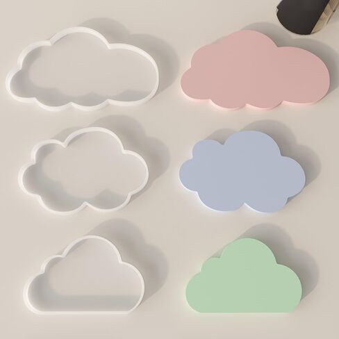 3 قطع حامل شموع قوالب راتينج سيليكون على شكل سحابة قوالب كوستر لراتنجات الإيبوكسي، قالب سيليكون قوالب راتنجات الإيبوكسي لحصير الأكواب الفنية DIY، قوالب إيبوكسي قالب صينية سيليكون هدايا فنية لتزيين المنزل in Kuwait