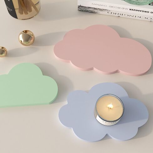 3 قطع حامل شموع قوالب راتينج سيليكون على شكل سحابة قوالب كوستر لراتنجات الإيبوكسي، قالب سيليكون قوالب راتنجات الإيبوكسي لحصير الأكواب الفنية DIY، قوالب إيبوكسي قالب صينية سيليكون هدايا فنية لتزيين المنزل in Kuwait