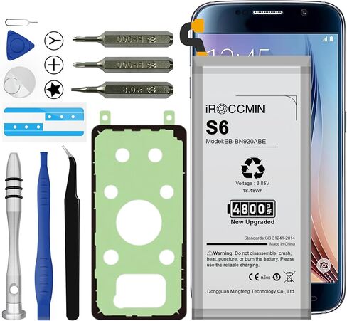 بطارية Galaxy S6، بطارية بديلة عالية السعة 4800 مللي أمبير في الساعة لهاتف Samsung Galaxy S6 SM-G920 G920V G920T G920A G920P G920I G920F S906L مع أدوات إصلاح، EB-BG920ABE in Saudi Arabia