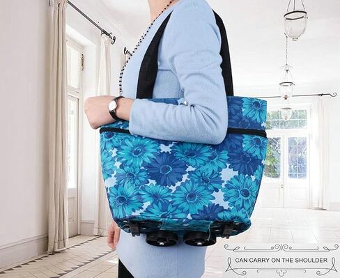 Collapsible Folding Shopping Bag with Wheels Foldable Shopping Cart Reusable Grocery Bags, Trolley Bag on Wheels (B0741YPTV7) in Saudi Arabia