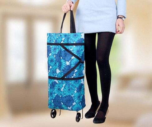 Collapsible Folding Shopping Bag with Wheels Foldable Shopping Cart Reusable Grocery Bags, Trolley Bag on Wheels (B0741YPTV7) in Saudi Arabia