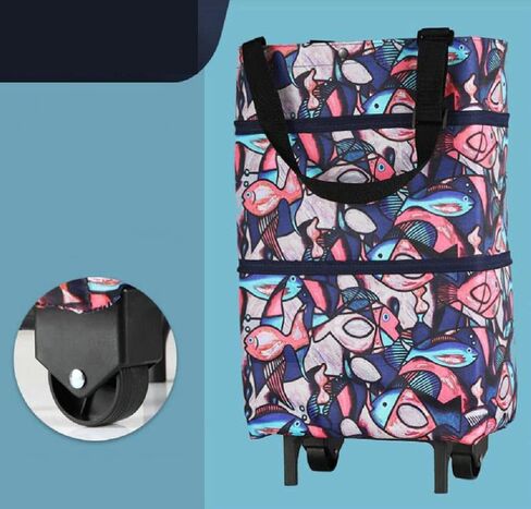 Collapsible Folding Shopping Bag with Wheels Foldable Shopping Cart Reusable Grocery Bags, Trolley Bag on Wheels (B0741YPTV7) in Saudi Arabia