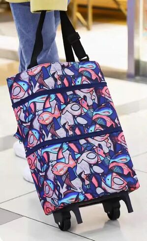 Collapsible Folding Shopping Bag with Wheels Foldable Shopping Cart Reusable Grocery Bags, Trolley Bag on Wheels (B0741YPTV7) in Saudi Arabia