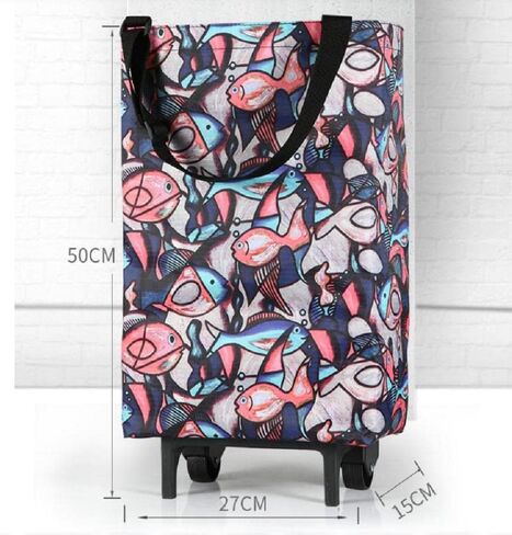 Collapsible Folding Shopping Bag with Wheels Foldable Shopping Cart Reusable Grocery Bags, Trolley Bag on Wheels (B0741YPTV7) in Saudi Arabia