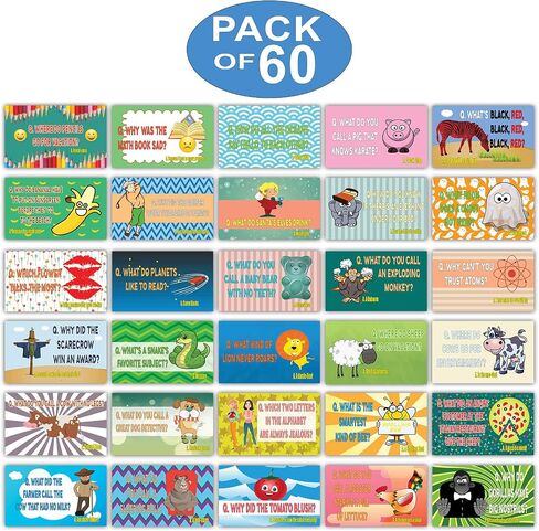 Creanoso Silly and Hilarious Lunch Box Jokes Flashcards - (30 Cards x 2 Sets) – Hilarious and Funny Note Cards for Children – Silly Jokes Cards – School Rewards – Gift Token for Kids in Kuwait