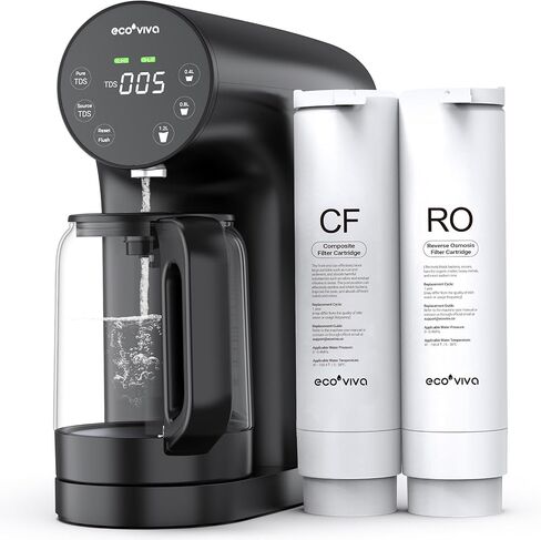 Countertop Reverse Osmosis Water Filtration System, Portable RO Water Filter Purifier with 5 Stage Filtration, 3:1 Pure to Drain, TDS Monitor, Faster Delivery Flow, Plug and Use - White in Saudi Arabia