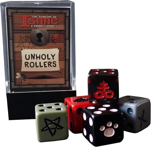 The Binding of Isaac: Four Souls - Unholy Rollers Dice - مجموعة 5 قطع، 6 جوانب، ملحقات ألعاب الورق، ألعاب الطاولة، مرخصة رسميًا in Kuwait