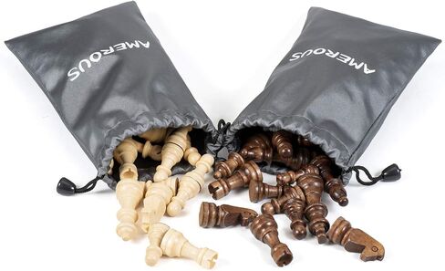 قطع شطرنج خشبية مغناطيسية من AMEROUS، قطع شطرنج من خشب King Staunton مقاس 2.2 سم فقط، مع حقيبتين للتخزين، وتغليف الهدايا، واستبدال القطع المفقودة in Kuwait