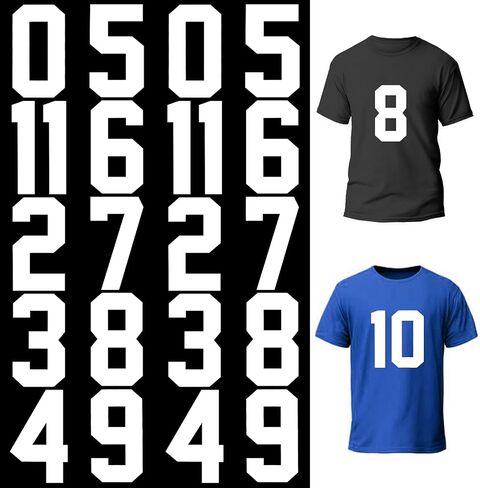8 Inch Iron on Numbers, 22 Pieces Black 0 to 9 Large Size Heat Transfer Vinyl Numbers for Football Baseball Basketball Team Jersey Fabric Clothing Uniform Sports T-Shirt Printing DIY Craft in Saudi Arabia