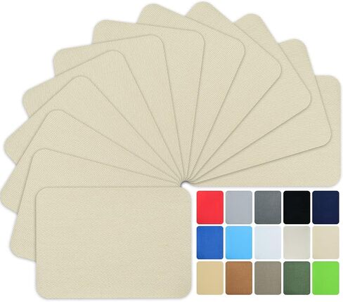 12 Pieces Iron-on Patches Premium Quality Fabric Inside & Outside. Strongest Glue Hundred Percent Cotton Beige-Color Repair Decorating Kit Size 3" by 4-1/4" (Cotton-Beige-Color) in Saudi Arabia