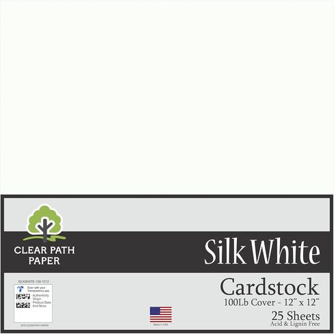 Clear Path Paper - Silk White Cardstock - 12 x 12 inch - 100Lb Cover - 25 Sheets in Saudi Arabia