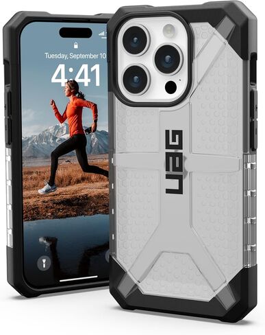 URBAN ARMOR GEAR UAG Case [Updated Version] Compatible with iPhone 15 Pro Case 6.1" Plasma Ash Rugged Transparent Clear Military Grade Drop Tested Protective Cover in Saudi Arabia
