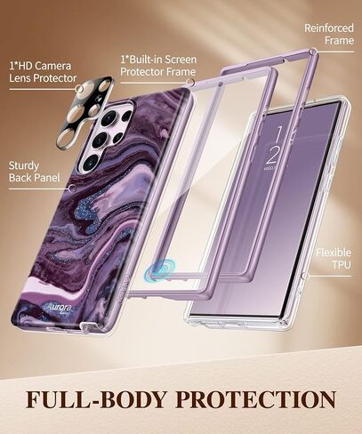 حافظة GVIEWIN لهاتف Samsung Galaxy S23 Ultra 5G 6.8 بوصة، [واقي شاشة مدمج + واقي عدسة الكاميرا ] [إطاران أماميان] مقاوم للصدمات بدرجة عسكرية، غطاء هاتف واقٍ من الرخام (لؤلؤي/ذهبي) in Kuwait