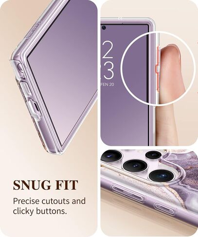 GVIEWIN for Samsung Galaxy S23 Ultra Case 5G 6.8", [Built-in Screen Protector + Camera Lens Protector ][2 Front Frames] Military Grade Shockproof, Marble Protective Phone Cover(Pearlescent/Gold) in Saudi Arabia